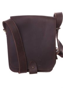 Small brown leather messenger bag for men
