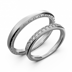 White gold and diamond couple wedding rings