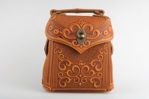 Hand tooled leather purse,