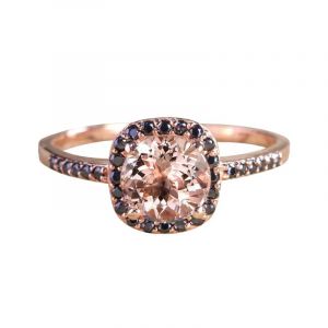 Morganite and black diamonds ring