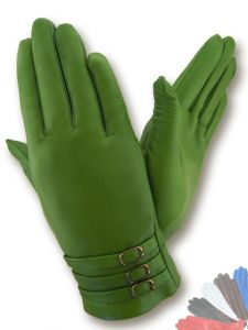 Зелені шкіряні перчатки