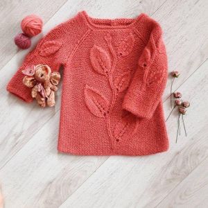 Knitted sweater for girl "Gentle Leaves"