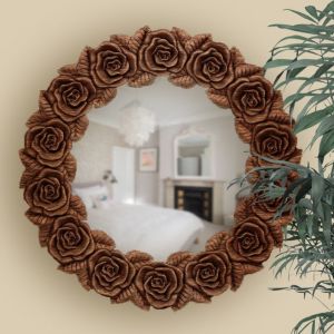 Round mid-century mirror for wall, 