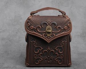 Hand tooled leather purse, 