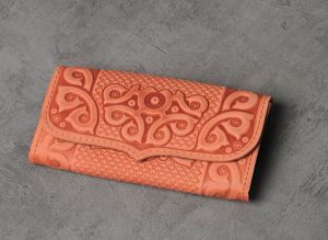 Hand tooled leather wallet,