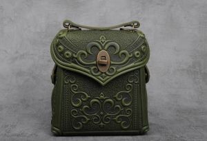Hand tooled leather purse,