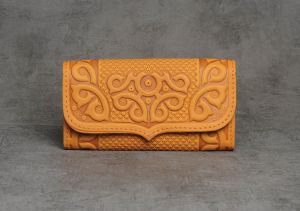 Hand tooled leather wallet, 
