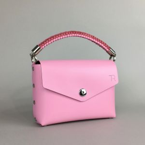 Рожева міні сумка зі шкіри