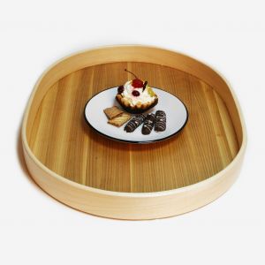 Oval serving wooden tray