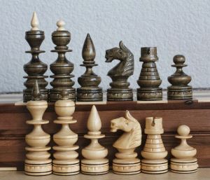 Weighted wooden carved chess set