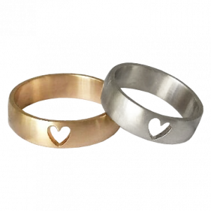 Wedding bands with hearts