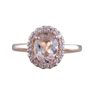 Oval morganite and diamond ring