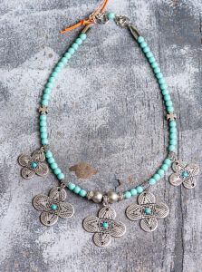 Tribal glass bead necklace