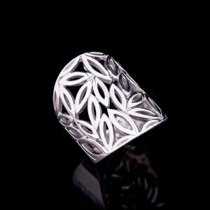 Filigree silver ring in boho style