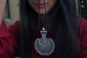 Chunky silver tribal pendant