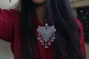 Tribal jewellery - triangle silver pendant