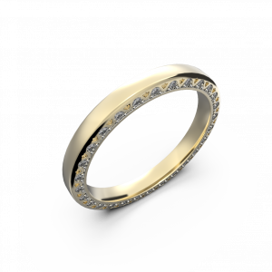 Yellow gold diamond wedding band for her 0,224 carat