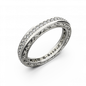 White gold and diamond wedding band for women