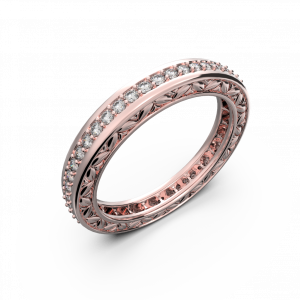 Rose gold and diamond wedding band for women