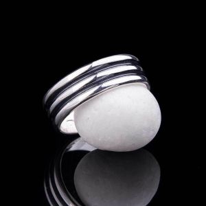 Two srtipes silver ring for men