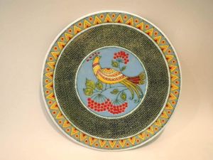 Керамічна тарілка "Соловейко і калина"
