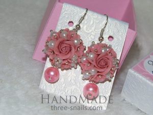 Керамічні сережки "Рожеві перлини"