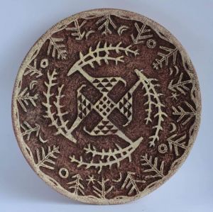 Декоративна керамічна тарілка "Трипільский візерунок"
