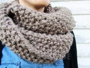 Gray knit infinity scarf