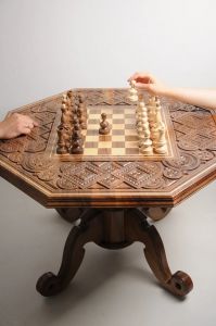 Large hand carved chess set,