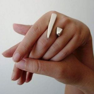 Modern geometric silver ring