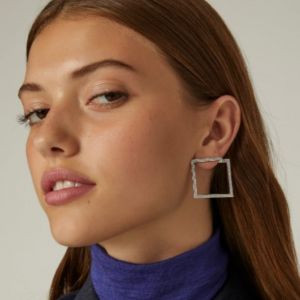 Rhodium-plated silver earrings