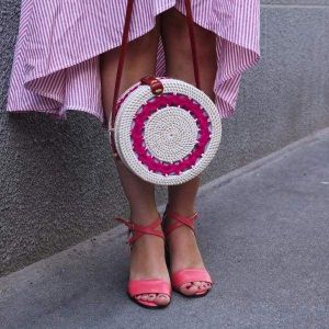 Кругла плетена сумка