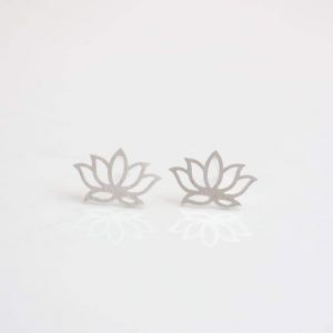 Tiny silver studs - Lotus flowers