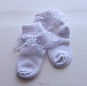 Білі дитячі шкарпетки з мереживом