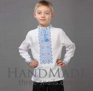 Українська вишиванка для хлопчика "Небесно-блакитний"