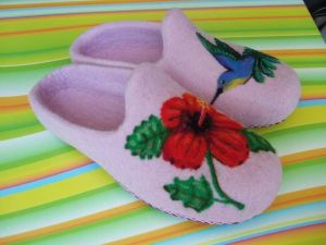 Womens house slippers "Blue Hummingbird"