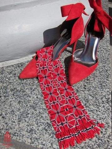 with red shoes